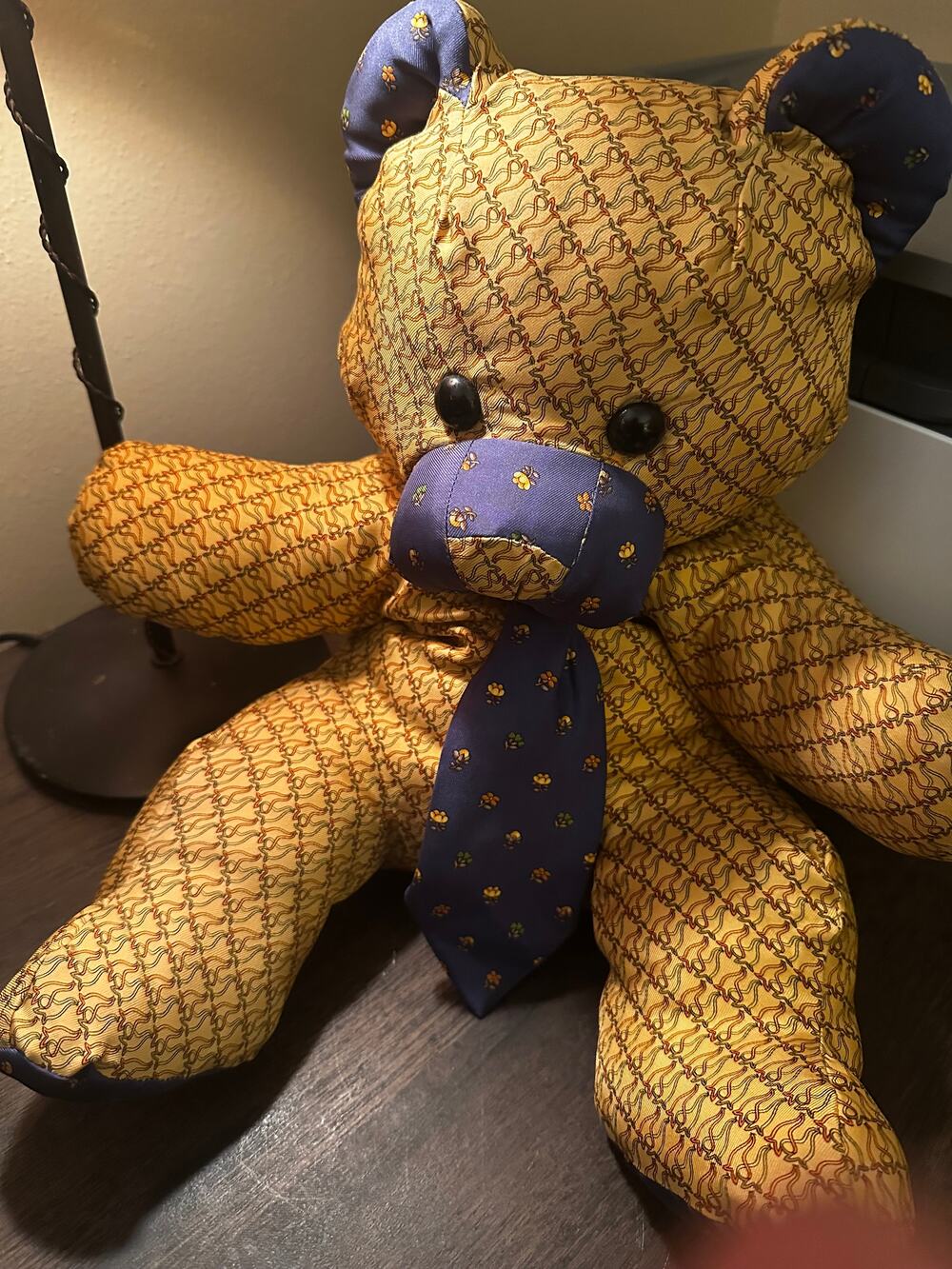 SALVATORE FERRAGAMO BEAR SILK LARGE STUFFED TEDDY BEAR